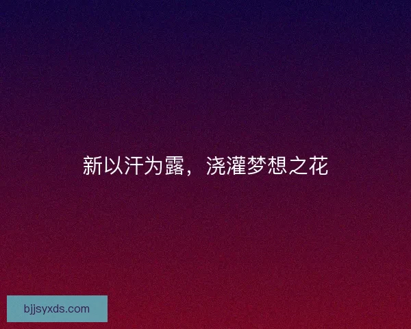 新以汗为露，浇灌梦想之花