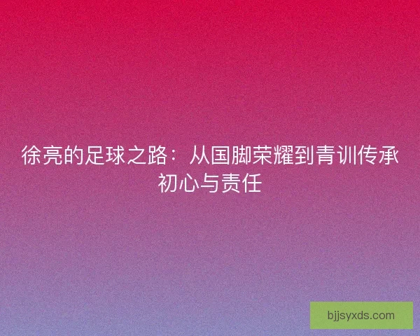 徐亮的足球之路：从国脚荣耀到青训传承初心与责任