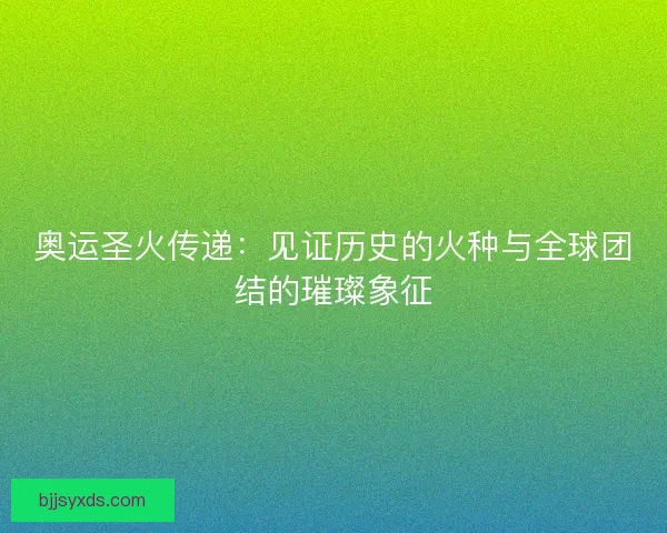 奥运圣火传递：见证历史的火种与全球团结的璀璨象征